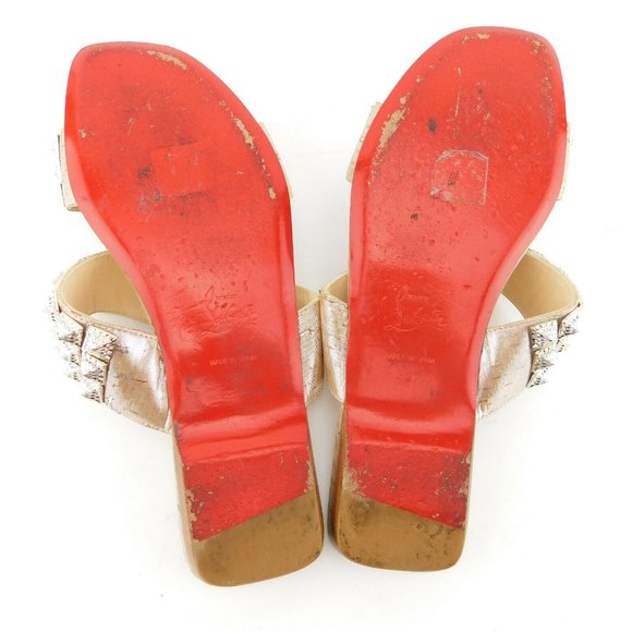 CHRISTIAN LOUBOUTIN Studded Flat Slide Sandals 37 - Picture 5 of 7